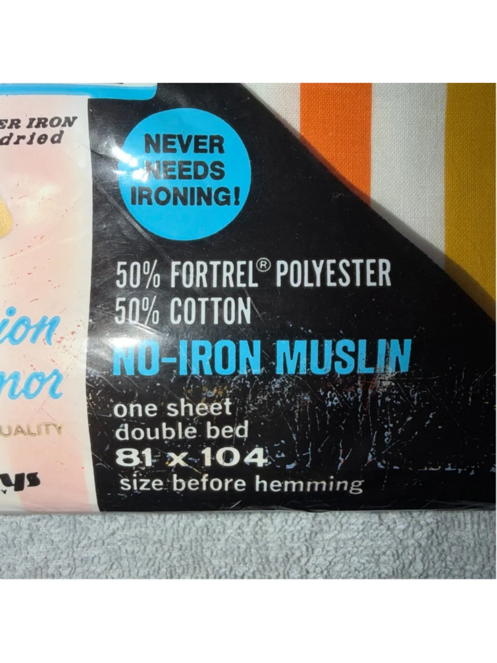 NOS Vintage Penn-Prest No-iron Muslin Double Bed Flat Sheet Marigold 81 X 104